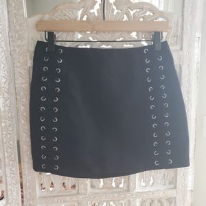H&M faux suede laced detail mini skirt